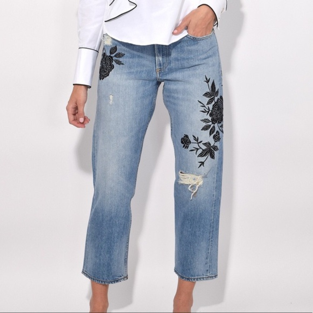 Rag & Bone Embroidered Light Wash Jeans